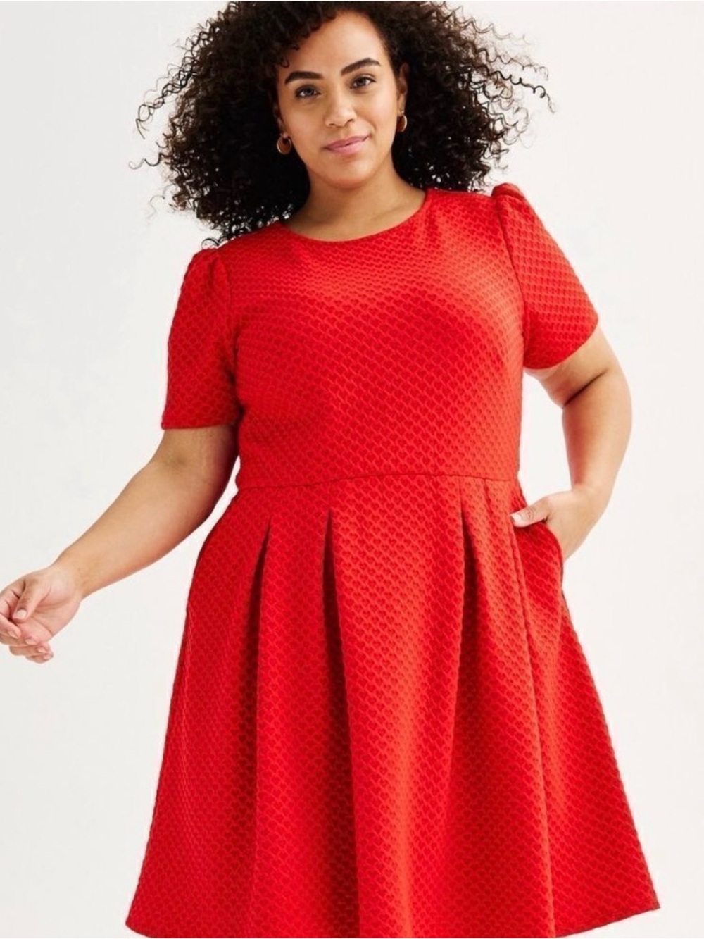 Draper James PLUS SIZE Red Heart Textured Fit-and-Flare Dress